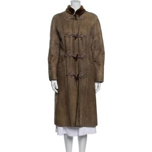 90s Brown Buckle Faux Fur Coat